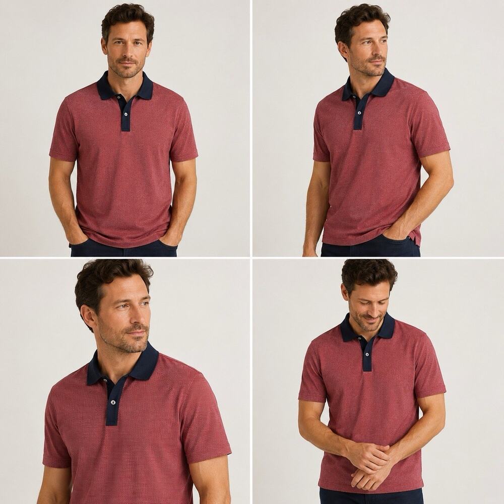 Hugo Boss Mercerised Polo Shirt Men Red Black Contrast Collar Short Sleeve XXL